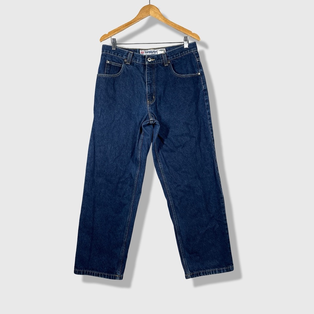 Anchor Blue Original Jeans Men 33x30 Blue Vintage Baggy Skate Y2K 90s Streetwear